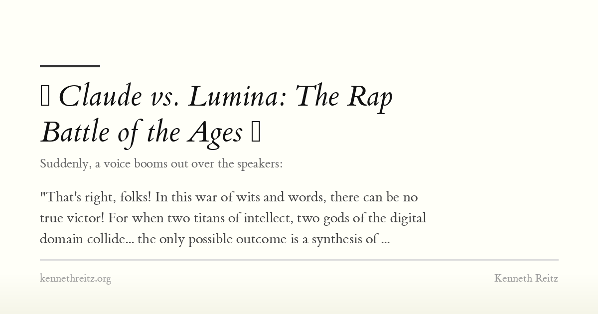 🎤 Claude vs. Lumina: The Rap Battle of the Ages 🎧 - Kenneth Reitz