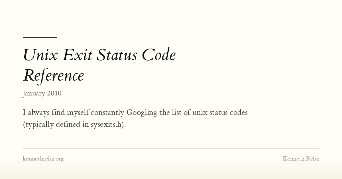 Unix Exit Status Code Reference - Kenneth Reitz