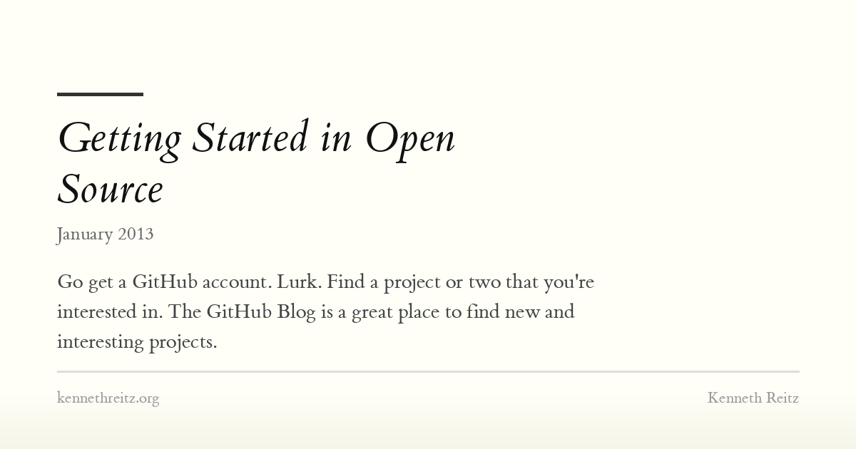 Getting Started in Open Source - Kenneth Reitz