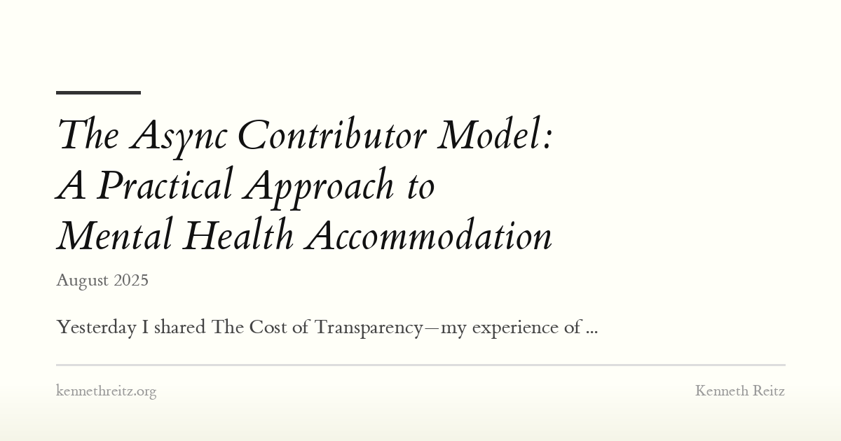 The Async Contributor Model: A Practical Approach to Mental Health ...