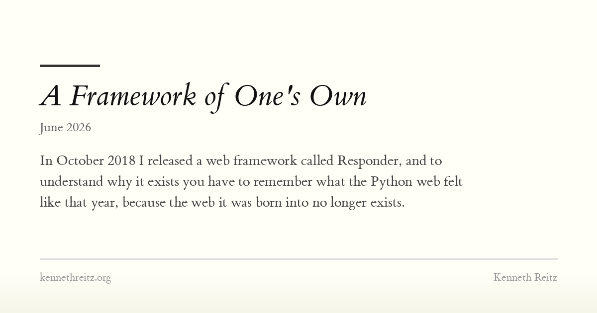 A Framework of One's Own