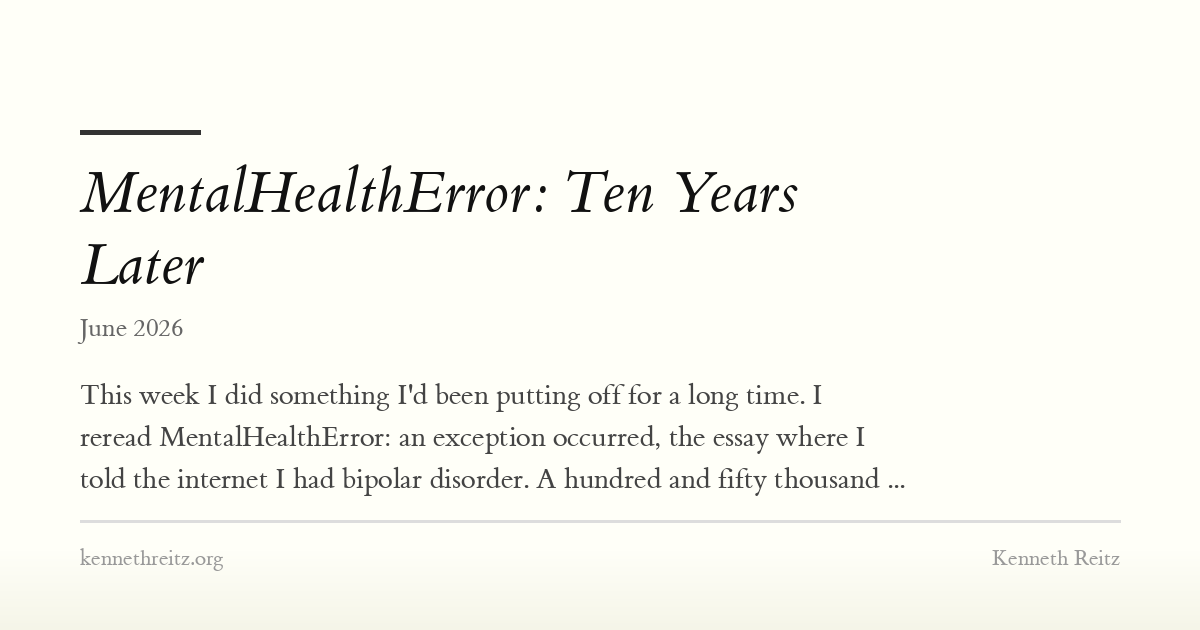 MentalHealthError: Ten Years Later