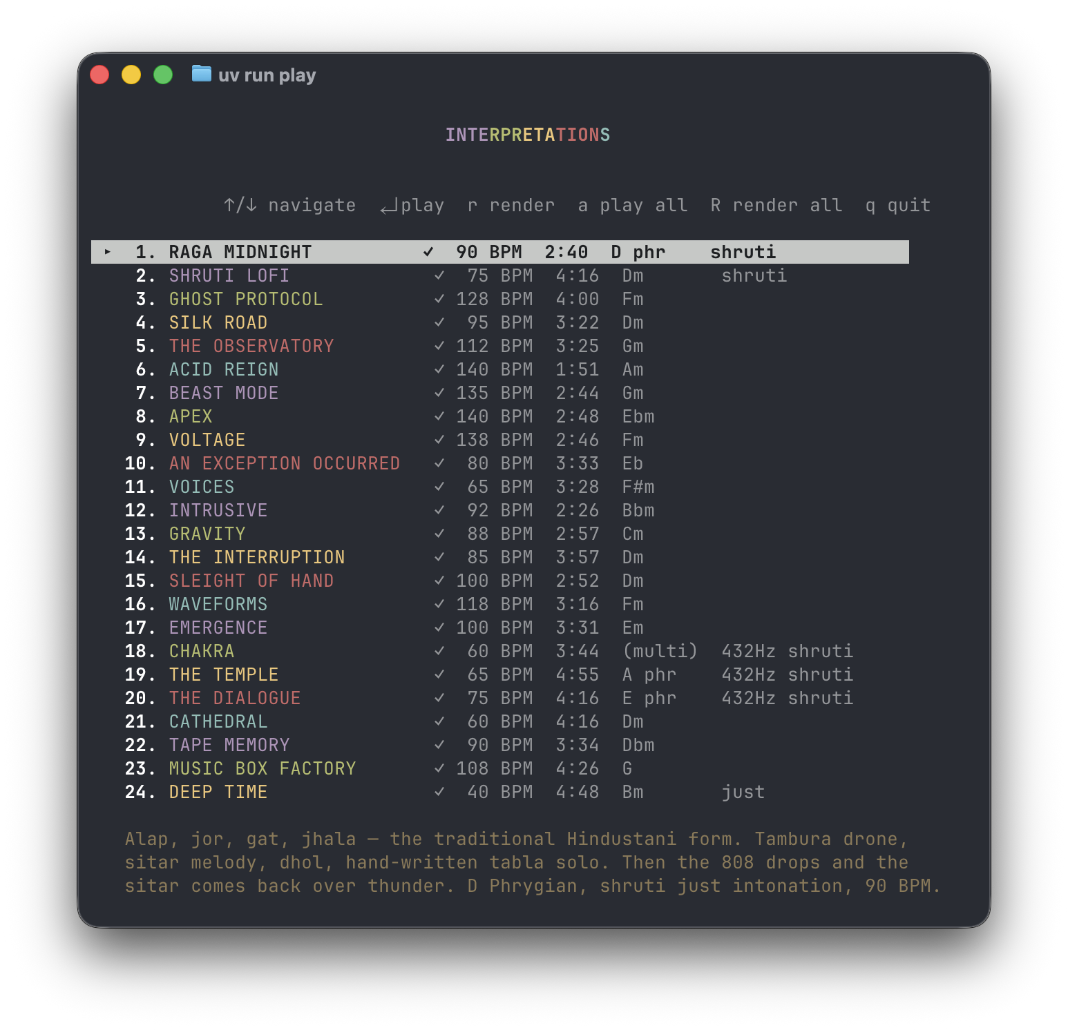 Interpretations player